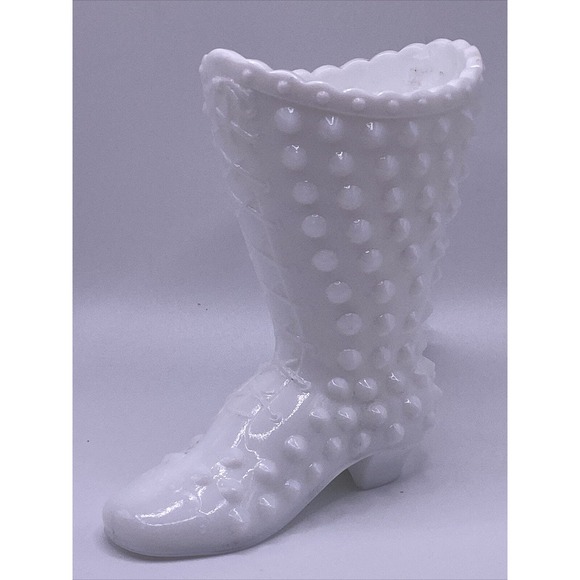 Fenton Other - Fenton White Milk Glass Hobnail Heeled Boot